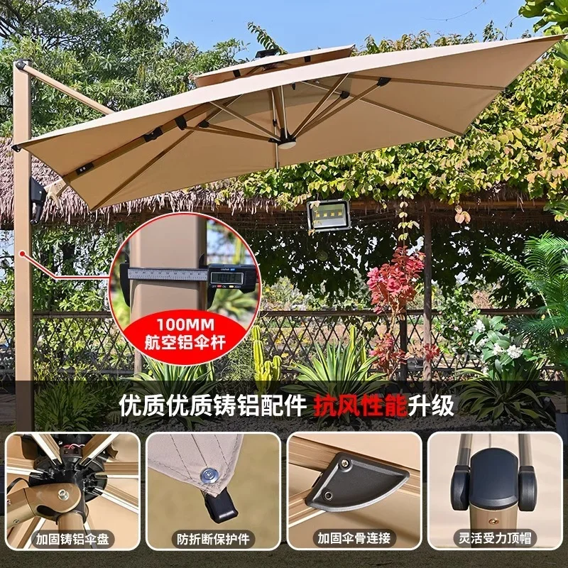 2026 2026 Hotel Pool Garden Granite Umbrella Base with Wheels Luxury Cantilever Umbrella with Base Movable Cafe Parasols