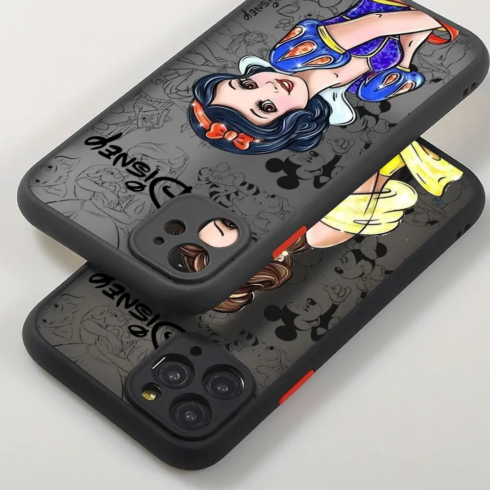 Case For Apple iPhone 11 13 15 14 Pro Max 12 Mini 7 8 Plus XR X XS XE 6 6S Skin Feel Scrub Phone Cover Princess Disney Shell