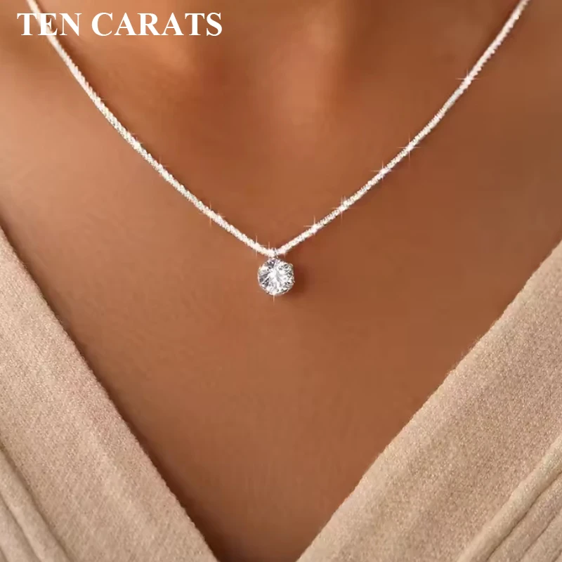 

TEN CARATS S925 стерлингового серебра VVS1 муассанит классическое женское ожерелье подарок на день рождения GRA сертифицированные ювелирные изделия