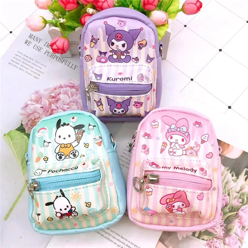 Sanrio Coin Purse Cartoon Kuromi Cinnamoroll Pachacco Cute Mini Backpack Pendant Multi-functional Cross-body Storage Bag