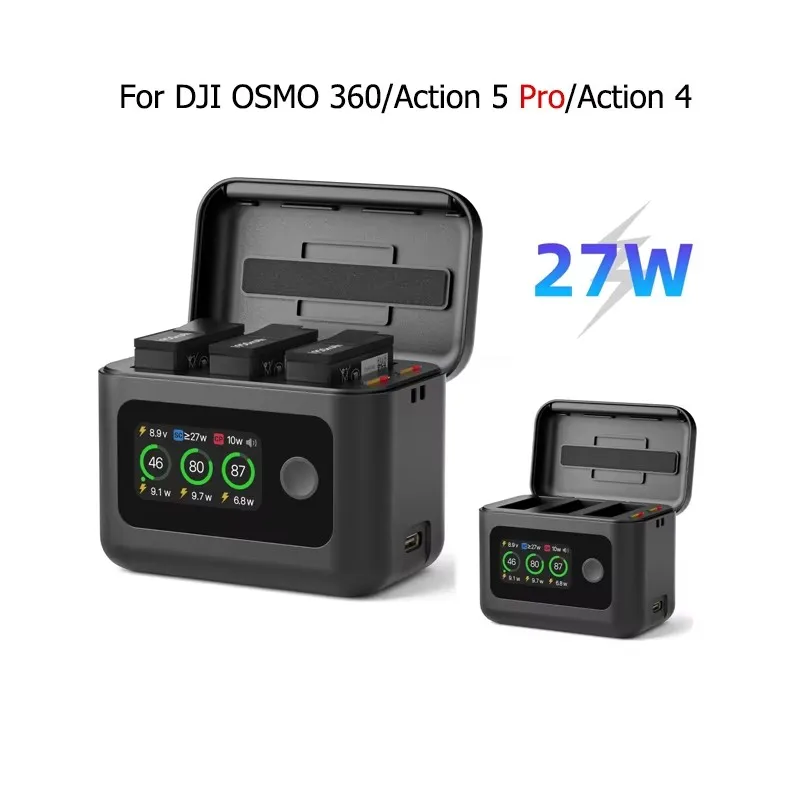 

Зарядное устройство 27 Вт для DJI Osmo 360, портативный чехол для быстрой зарядки DJI Osmo 360/Action 5 Pro/4/3, аксессуары для зарядного устройства