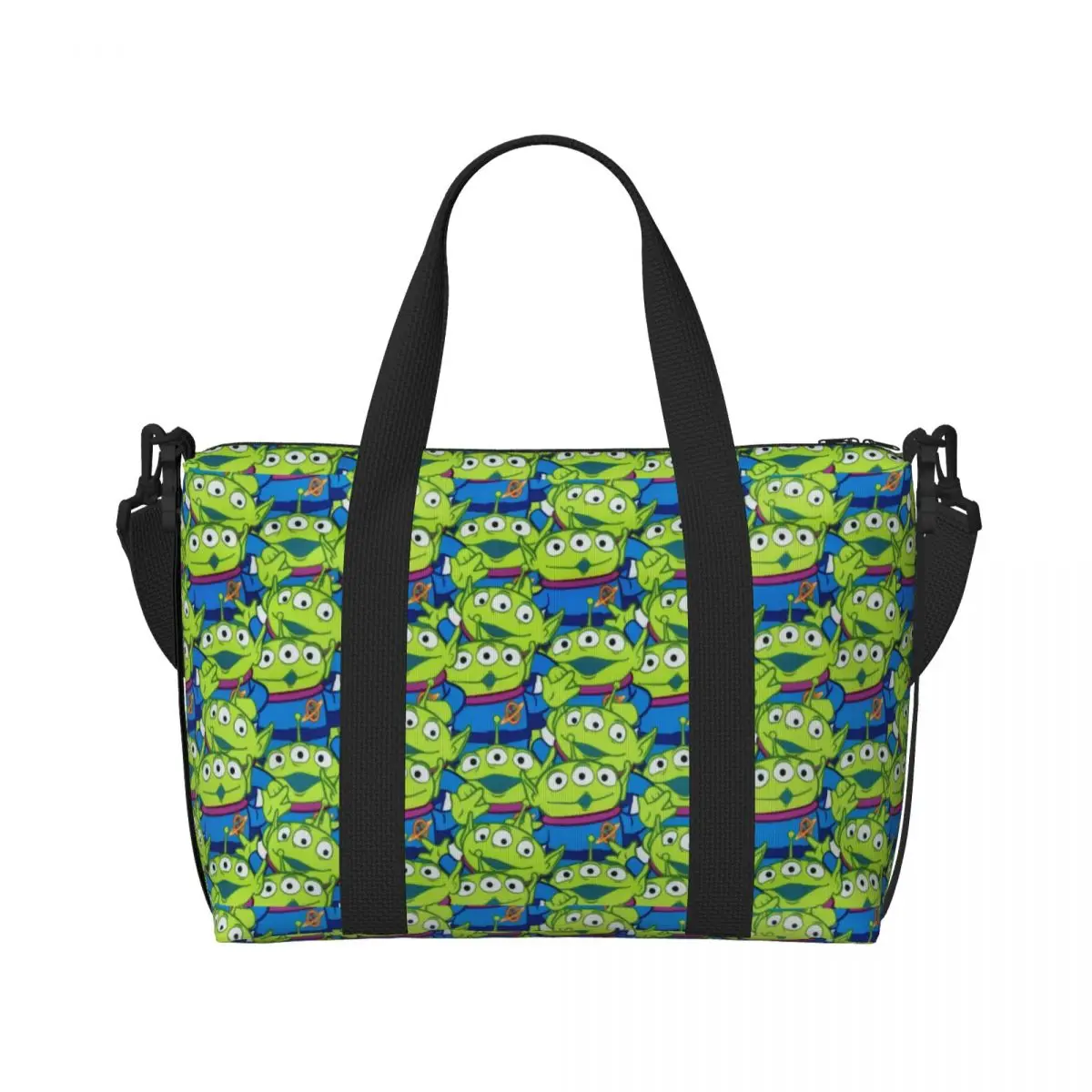 Custom Green Aliens Toy Story Tote Bag for Women Big Capacity Gym Beach Travel Bags