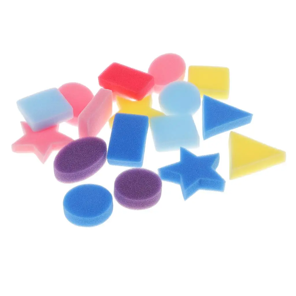 Multicolor Sponge Painting Stamper Geometric Foam Shapes Drawing Kit for Kids Artistic Painting