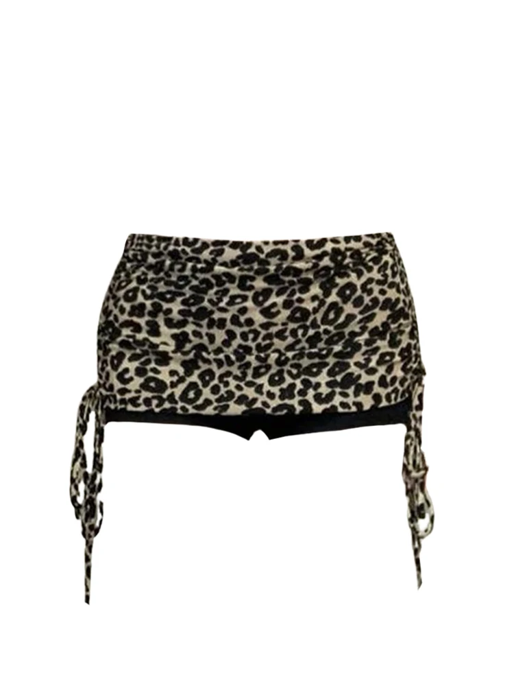 Summer Women American Gyaru Fashion Leopard Print Low Rise Coquette Hot Pants 2000s Aesthetic Y2k Streetwear Dark Academia Chic