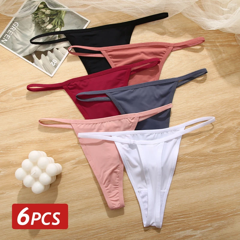 6PCS Baumwolle Höschen für Frauen Nahtlose Low Rise Thongs Weibliche Atmungsaktive Weiche Unterwäsche Damen Solide G-String Sexy Dessous