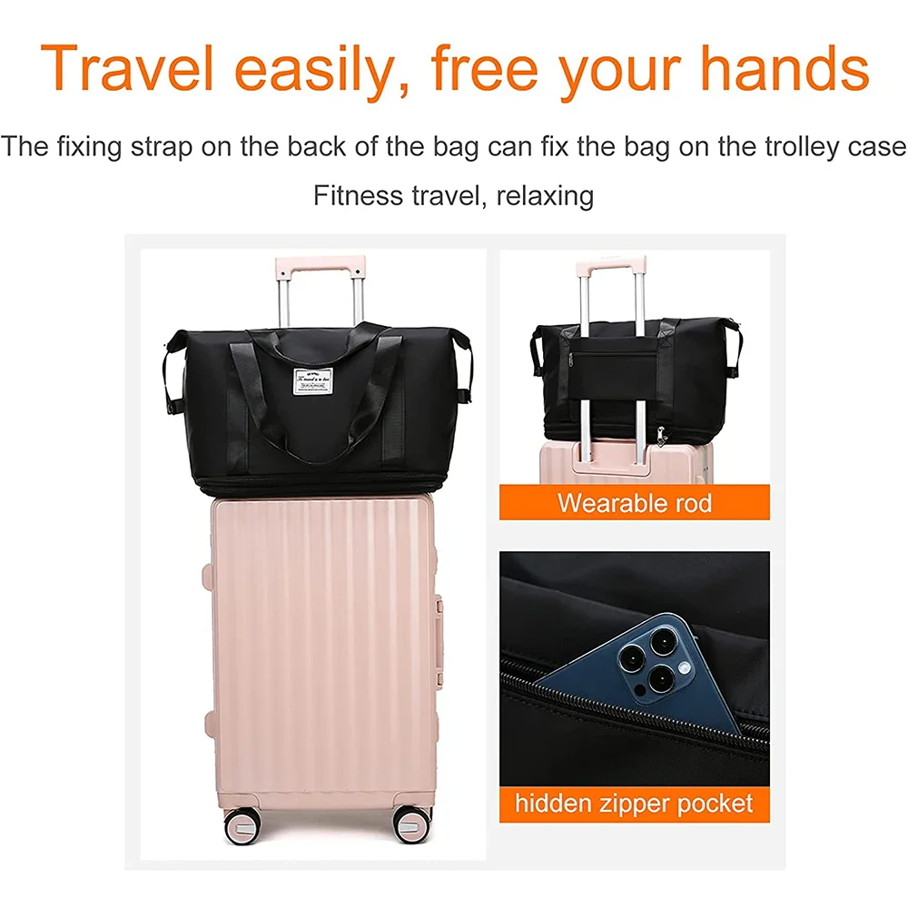 Foldable Travel Bags Unisex Large Capacity Portable Luggage Duffle Bag Women Men WaterProof Handbags Training Shoulder Tote Bags