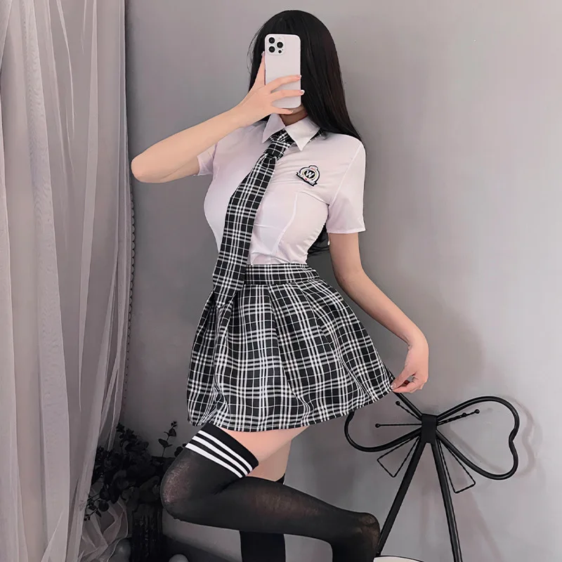 

Плюс студенческие эротические костюмы клетчатый галстук косплей прозрачный наряд фетиш сексуальное женское белье для Babydoll ролевые игры экзотическая помощь