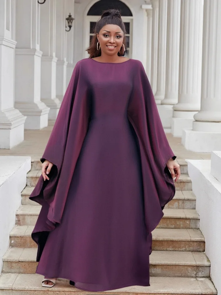 

Ramadan Summer Batwing Sleeve Satin Abaya Islam Muslim Maxi Dress Kebaya Women Kaftan Robe Musulmane Femme Maxi Dress Outfits