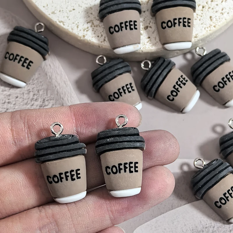 10 قطع الراتنج فلاتباك زجاجة القهوة القرط سحر خمر شرب زجاجات سوار حقيبة المفاتيح سحر DIY مجوهرات الإكسسوار #3