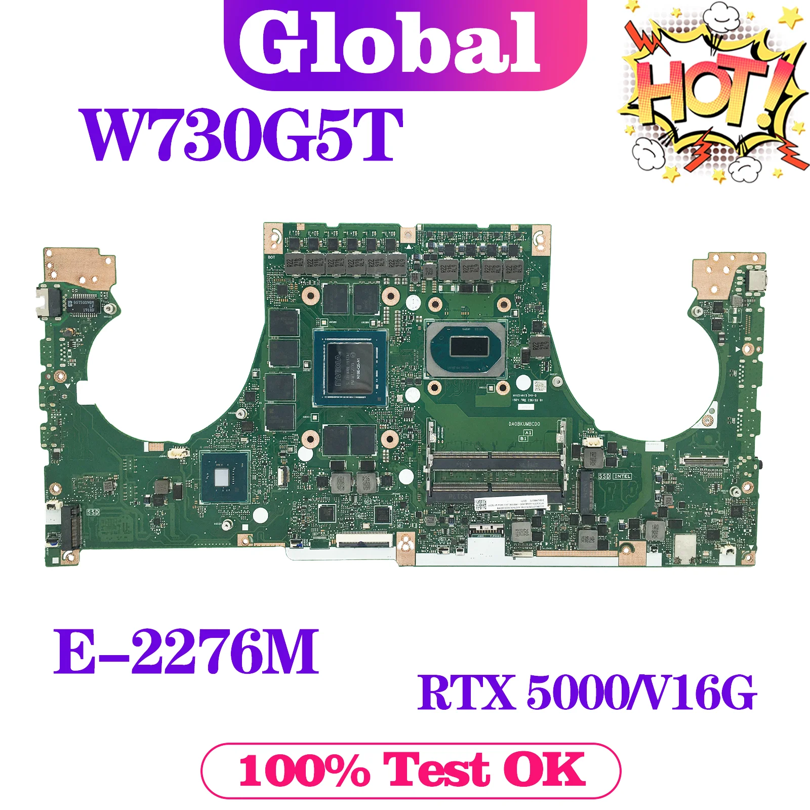 

KEFU Mainboard For ASUS ProArt Studiobook Pro X W730 W730G5T W730G5TV Laptop Motherboard E-2276M CPU RTX 5000 GPU V16G