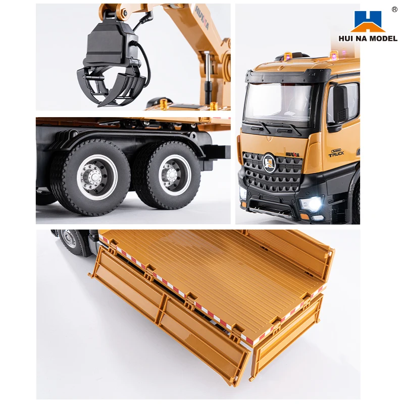 HUINA 1/14 RC Truck-mounted Wood Grab Dump Truck 2.4GHZ 26CH Remote Control Alloy Wood Grab Engineering Vehicle Model Toy