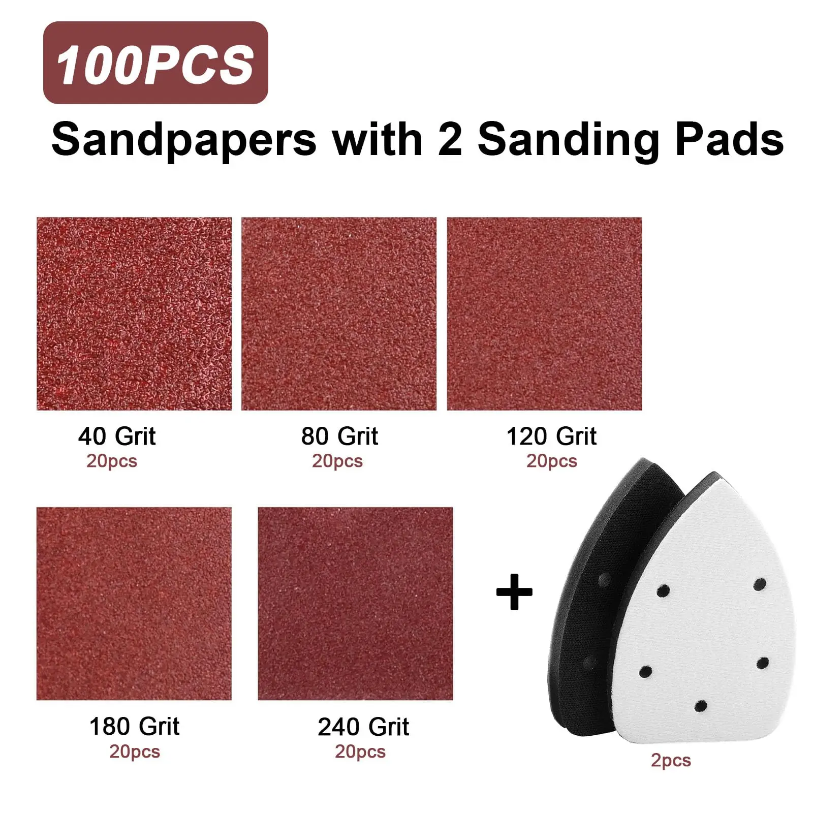 98X140mm Mouse Detail Sandpaper 122 Pcs Assorted 40/80/120/180/240 Grit for Polishing and Sanding Wood Metal and Car