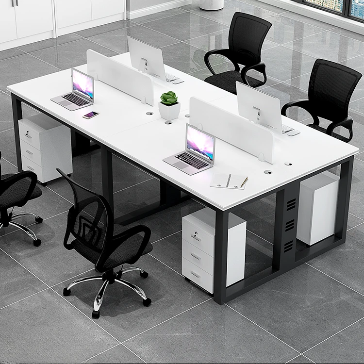 Modern Minimalist Office Desk and Chair, Office Computer Desk, 4 Person Combination Office Desk, Screen Card Seat, Employee Desk