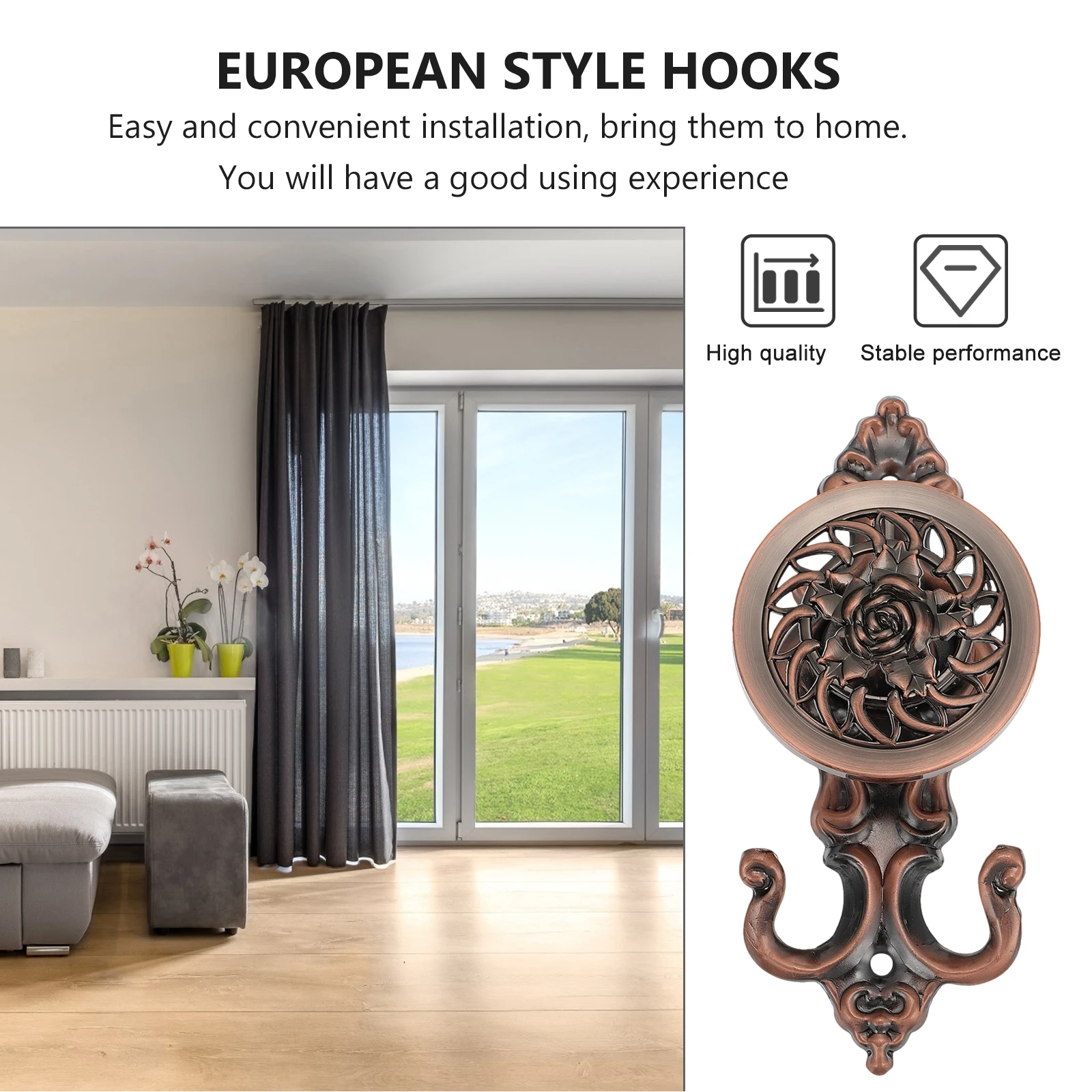 

Decorative Metal Retro Fixing Holdbacks European Style Curtain Tiebacks Hooks European Style Long Lasting