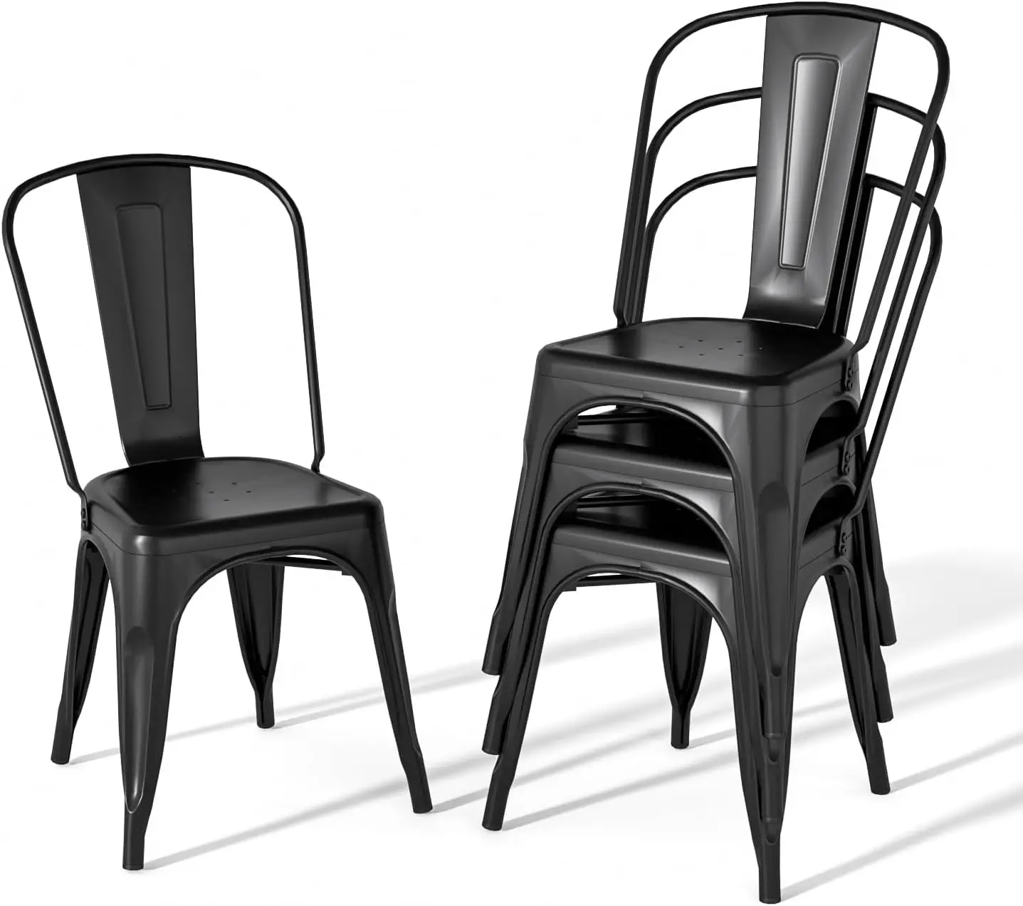 Juego de 4 sillas de puerta, sillas de metal para comedor, cocina, barra lateral de silla apilable para restaurante de altura, capacidad de peso de 500 libras