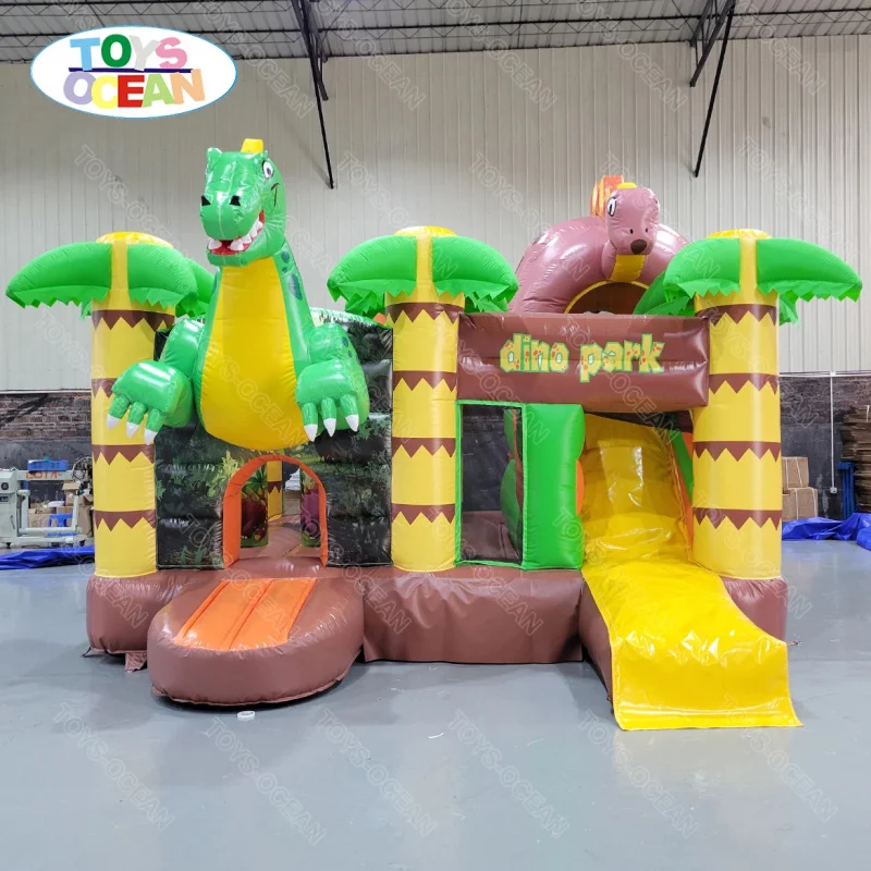 Customized Outdoor Playground Kids Dinosaur Slide Inflatable Bouncer Jumping Castle Combo Slide for Sale