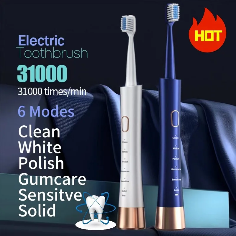 Electric Toothbrush Hollow Cup Motor Type-c Charging 6-gear Mode Sonic Electric Toothbrush Adult Male and Female