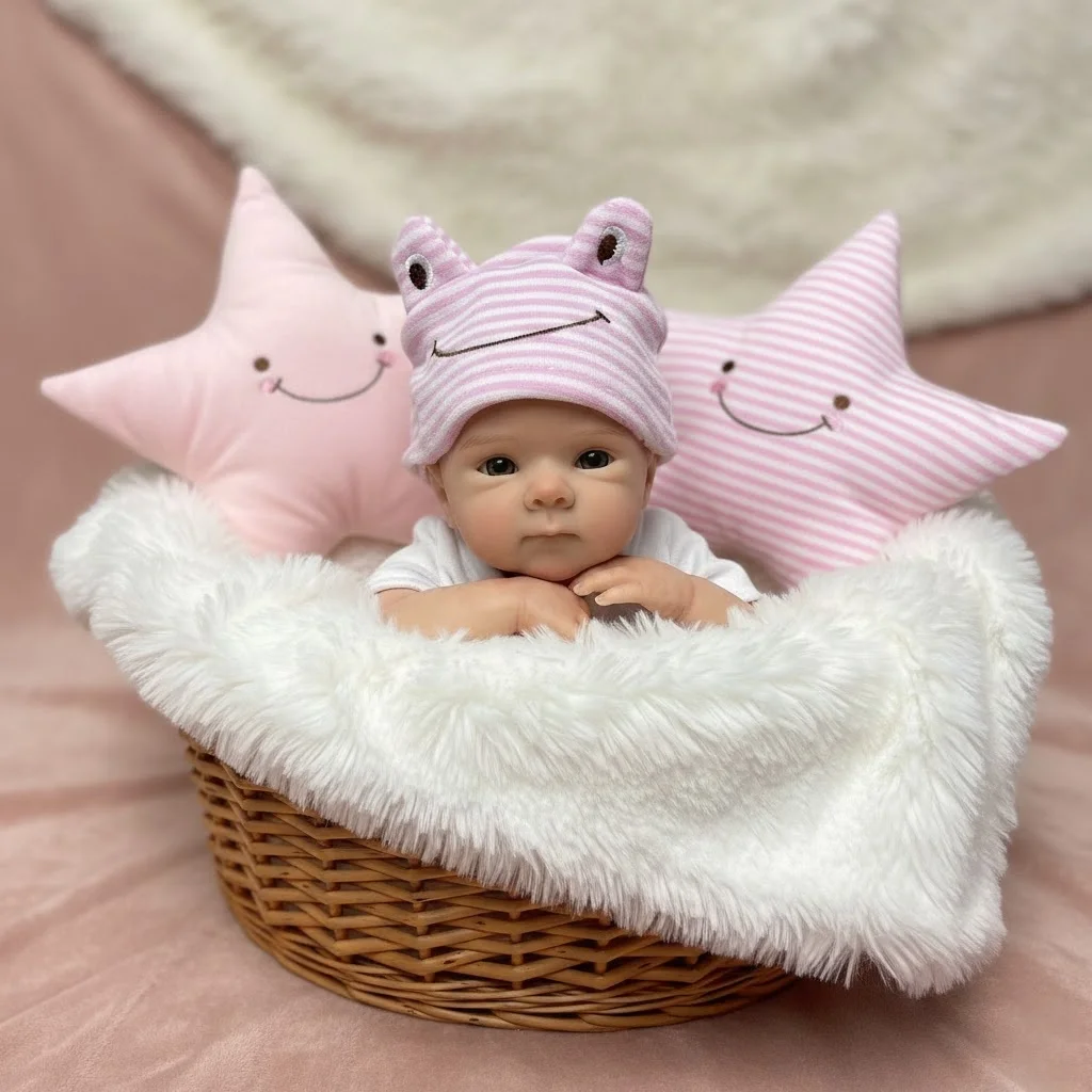 

AnjoDoll 13Inch Open Mouth Bettie Girl Silicone Reborn With Two Outfits Washable Painted Reborn Doll Toys Corpo De Silicone