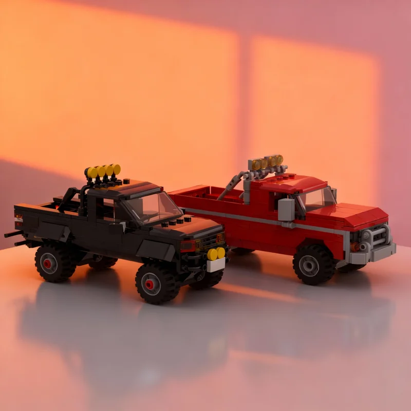 

Набор строительных блоков MOC BTTF Pickup Twin Pack Hilux City Champions, 381 деталь, модель архитектурного конструктора, идея для рождественского подарка, развивающая игрушка