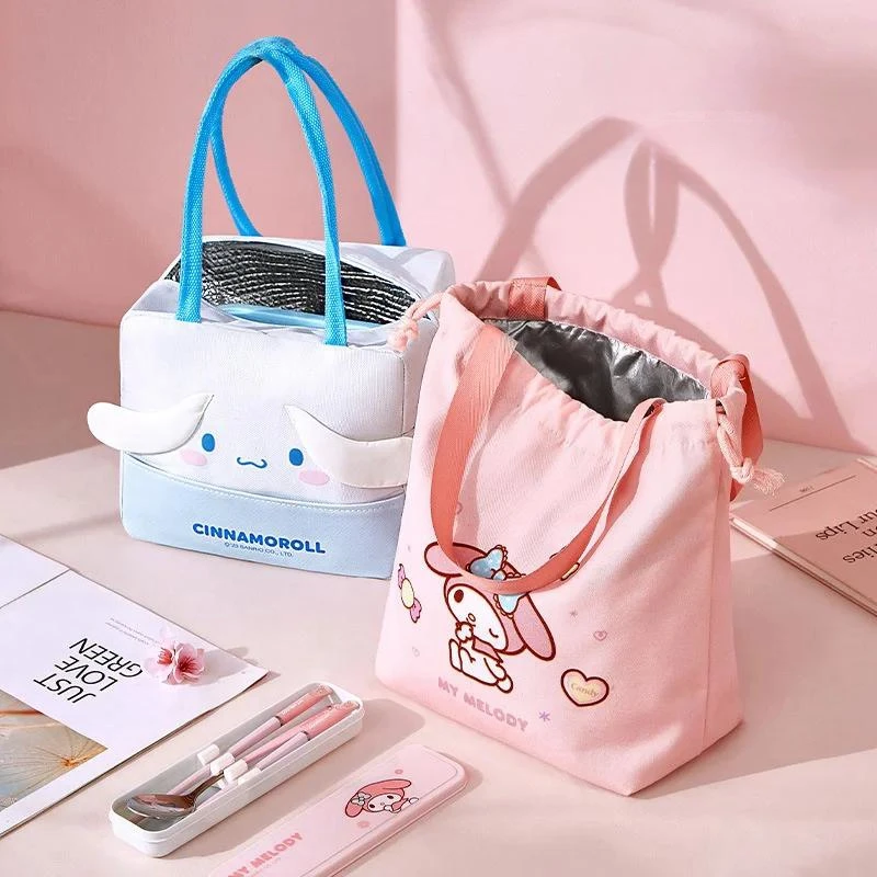 

Kawaii Sanrios Cinnamoroll kt Cartoon Lunch Bag Picnic Insulated Cooler Bags Travel Thermal Child Lunch Box Totes Food Container