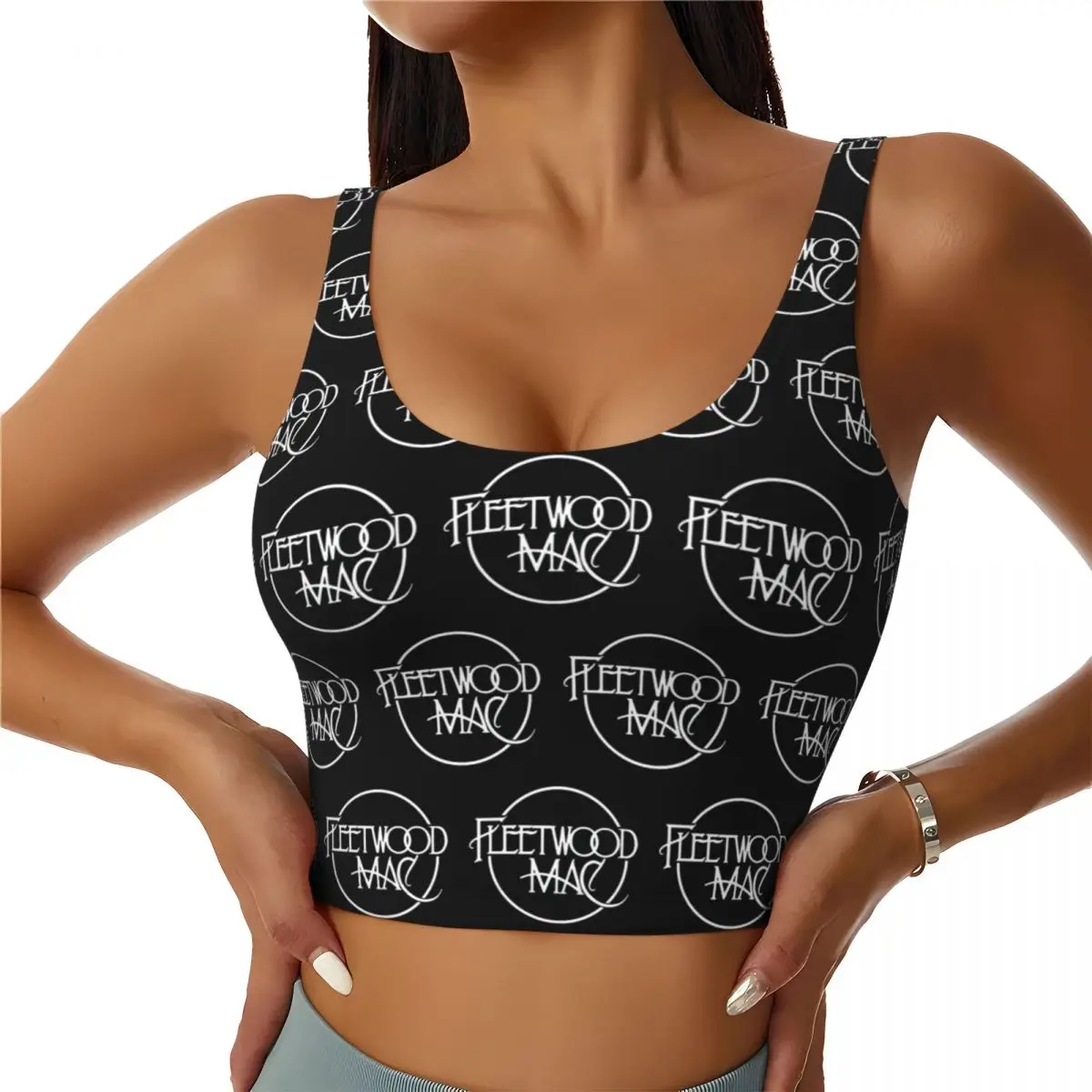 

Custom Classic Logo Fleetwood Mac Women Sports Bra High Impact Vest Gym Workout Yoga Crop Tank Tops