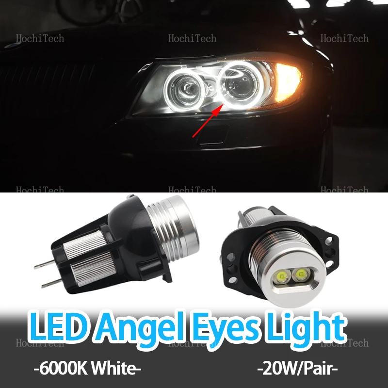 20w Angel Eyes LED  Marker Lights Bulb Replace For BMW 3 Series E90 E91 Pre-LCI Xenon Headlight 2004-2007