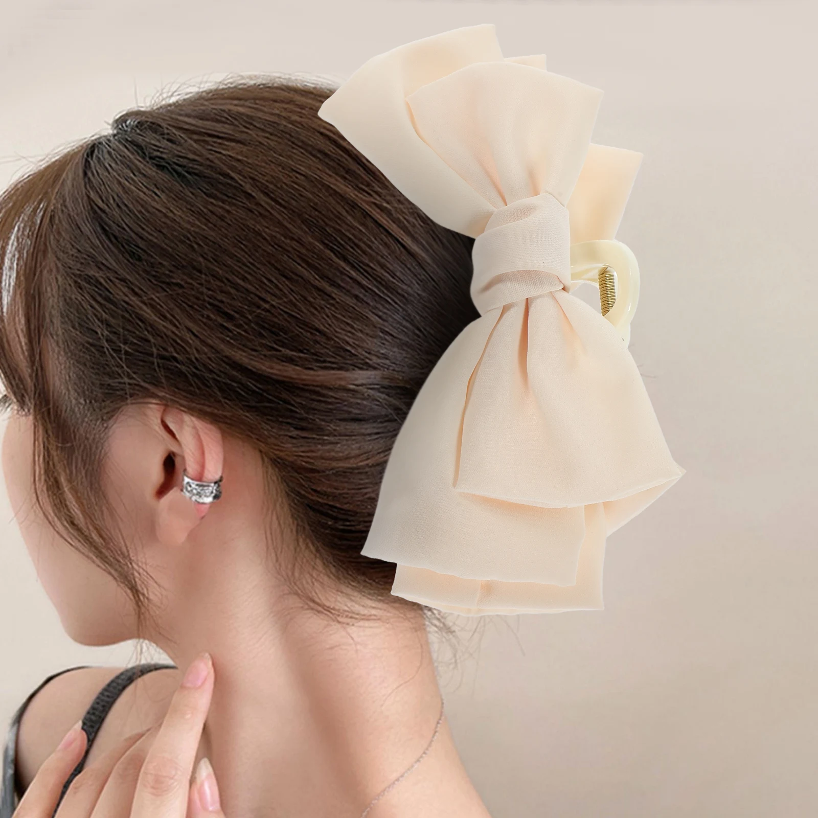 

2 pcs Large Claw Clip Pure Bow Thin Jaw Clips For Hair Thick Hair Claw Clips Styling Tool Accessories