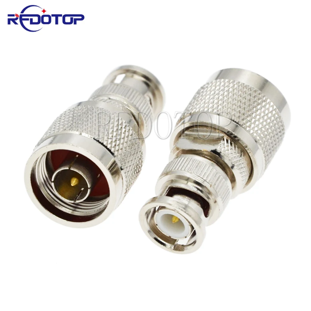 1Pcs BNC Male to N Male Plug Adapter Connector Nickel Plated Brass Straight 50ohm RF Coaxial Adapter