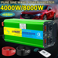 Lvyuan DC 12V 24V to AC 120V 230V Inverter 4000W Continuous Power Pure Sine Wave 2EU/4US Sockets 50Hz&60Hz Switchable Inverter
