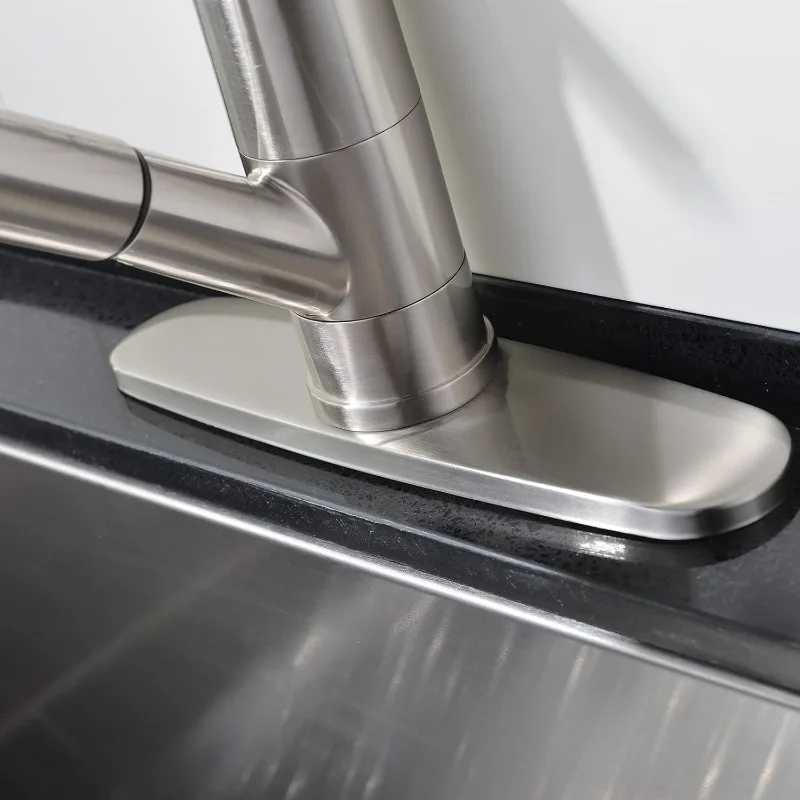 Stainless Steel Kitchen Faucet, Brushed Nickel, Small Single Handle Pull Out Kitchen Sink Faucet with Sprayer