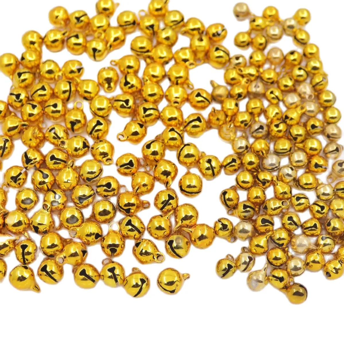 100pcs  6mm  Golden Copper Round  Jingle Bells Bell  Crafts Christmas Tree Wreaths Pendant