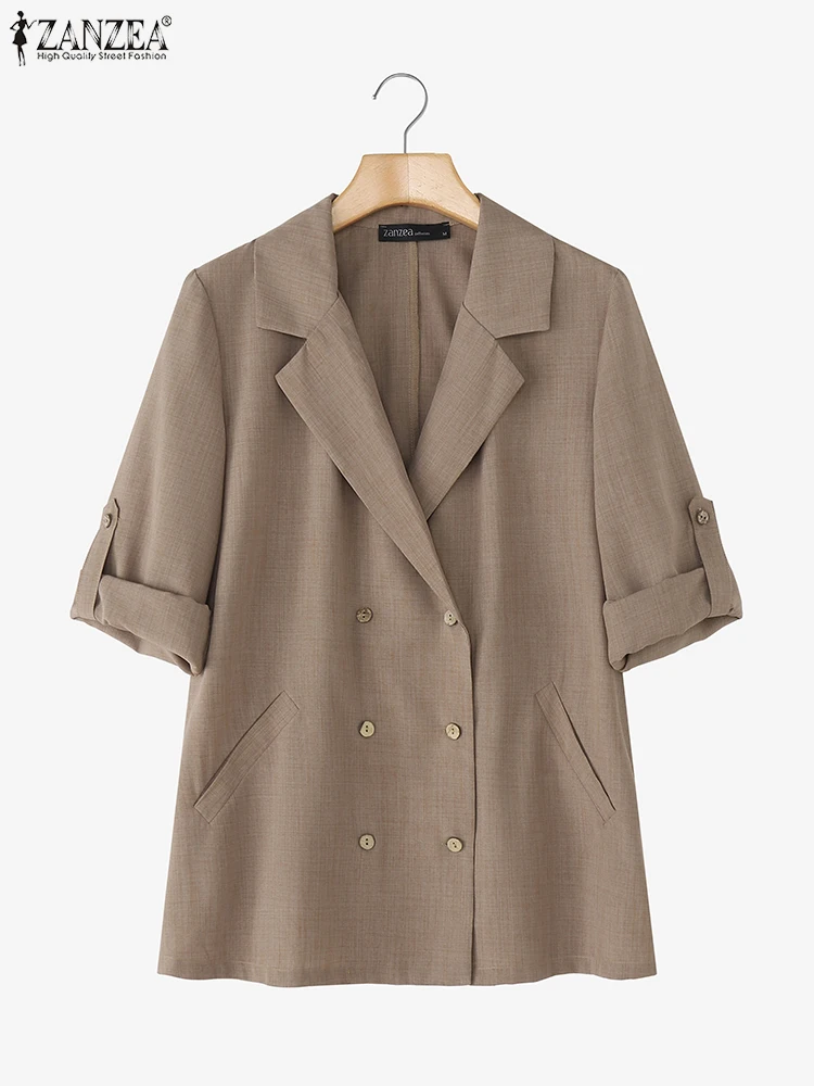 

ZANZEA Elegant Office Lady Blazer Women Autumn Long Sleeve Suit Collar Solid OL Thin Coats 2025 Fashion Casual Blazer Korean Top