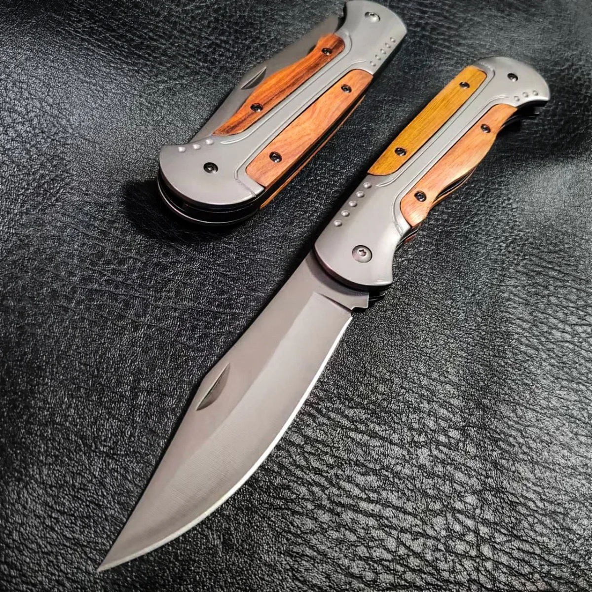 EDC Pocket Folding Knife Wood Inlay Handle Portable Daily Carry Camping Collection Pocket Knife For Outdoor Use
