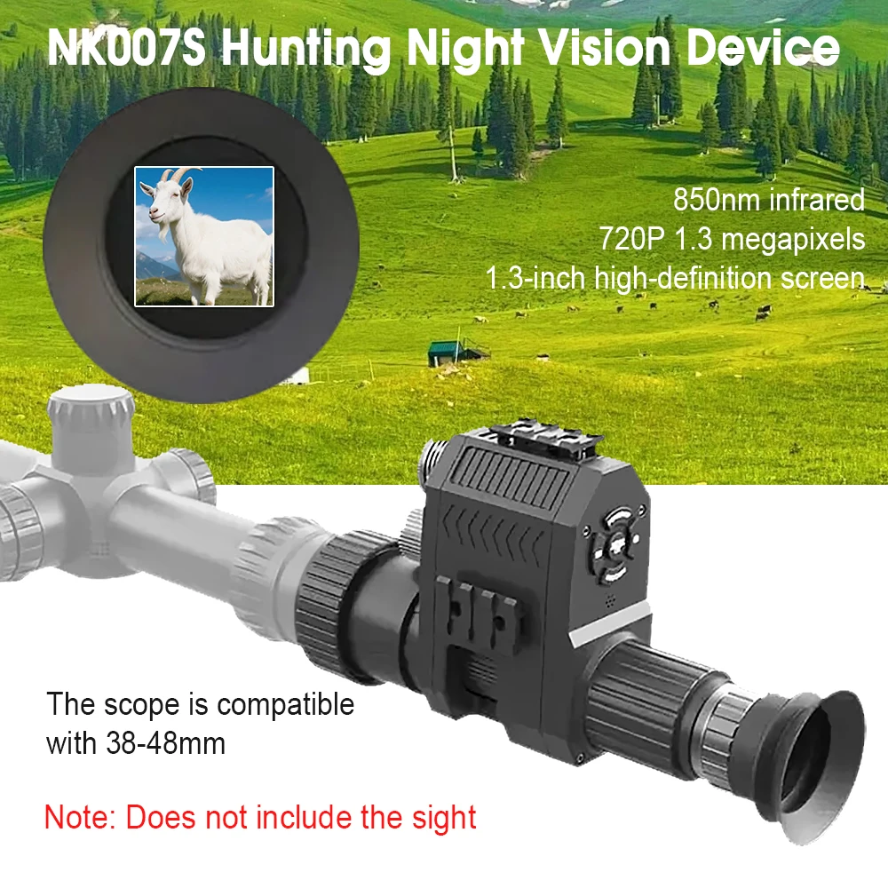 Infrared 850nm Night Vision Goggles with 8x Magnifying Telescope, Built-in Crosshair for Fishing/Outdoor/Exploration