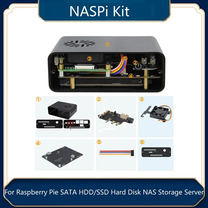 

Naspi Kit+Metal Case+X823 Expansion Board+X-C1 Board+PWM Fan For Raspberry Pie SATA HDD/SSD Hard Disk NAS Storage Server