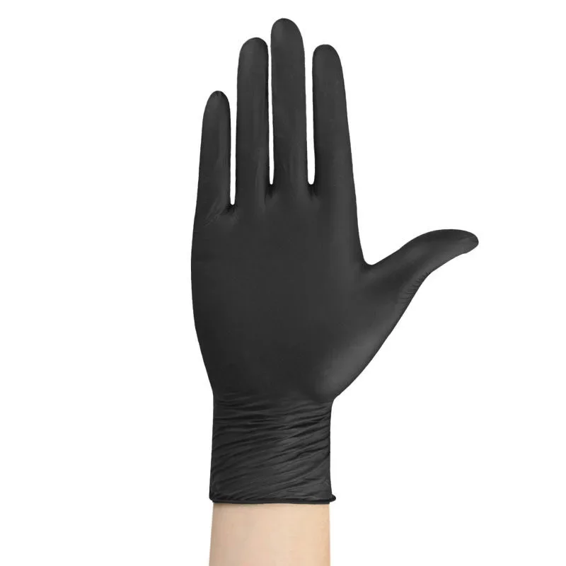 10/20/50/100 Stück schwarze Nitril-Einweghandschuhe für die Arbeit, latexfrei, Heimreinigungshandschuh, strukturierter Mechaniker, Tattoo, Haarfärbemittel, Schönheit – Detail 2
