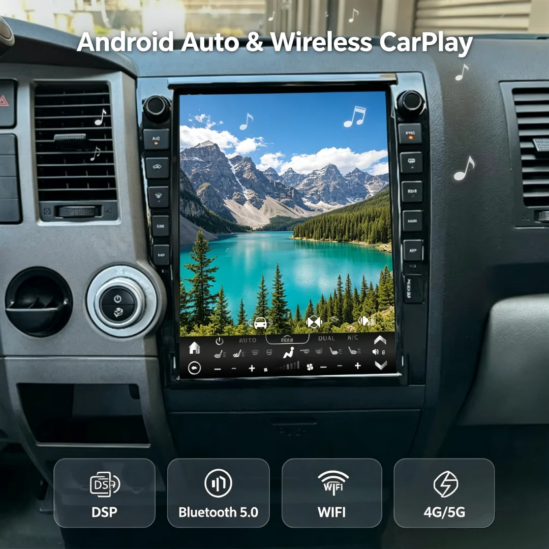 Carplay For Toyota Tundra Sequoia 2007 2008 2009 2010 2011 2012 Car Radio Multimedia Android 13 Player Auto GPS Navi Head Unit