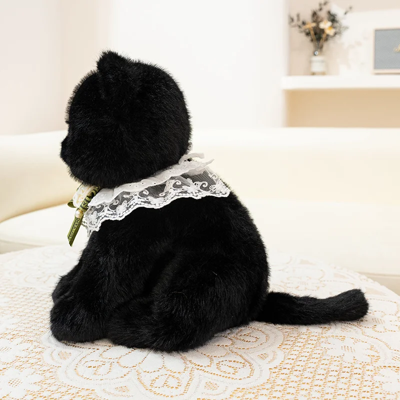 33cm/45cm Cute Lifelike Cat Plush Toy Simulation Soft And Comfortable Black Cat Kitten Stuffed Toy Birthday Gift