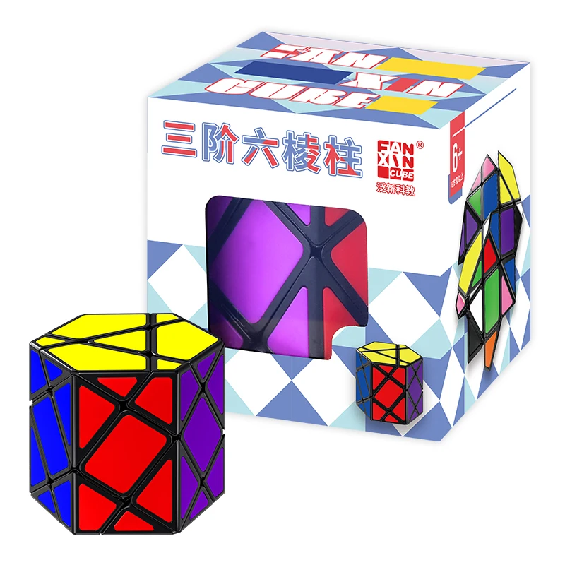 Fanxin 3x3 cubo de prisma hexagonal adesivo profissional cubo mágico quebra-cabeça brinquedos presente das crianças cubo mágico