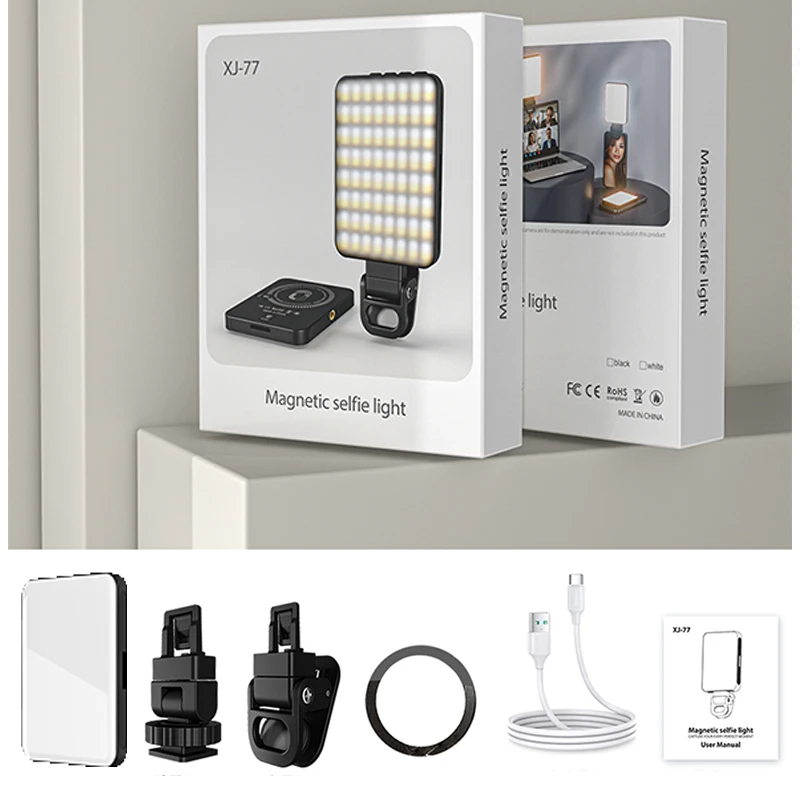Magnetic Mini LED Ring Light Selfie Fill Light For iPhone 17 16 15 14 13 Pro Max Live Streaming Vlog Makeup Camera Accessories