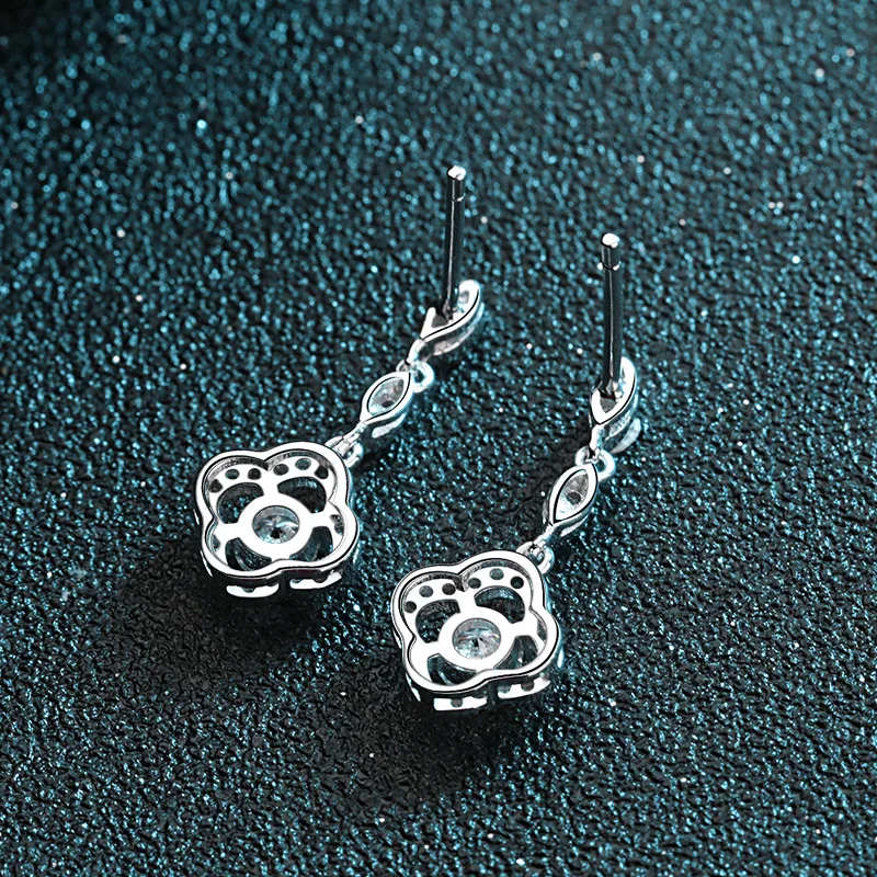 LESF S925 Sterling Silver 0.6 Carat D Color Moissanite Drop Earrings Engagement Jewelry