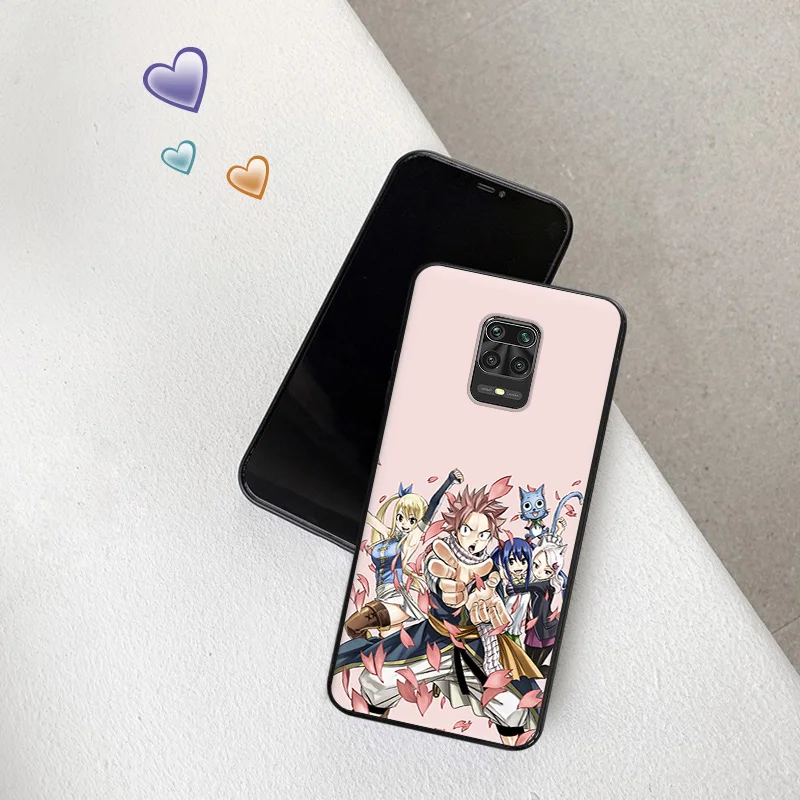 Phone Cases for Redmi Note 10 Lite 9 9T 9S 8 8T 7 9A 9C 10A 10C Note9 Anime Fairy Tail Xiaomi 10T Pro Shell Black Case Cover