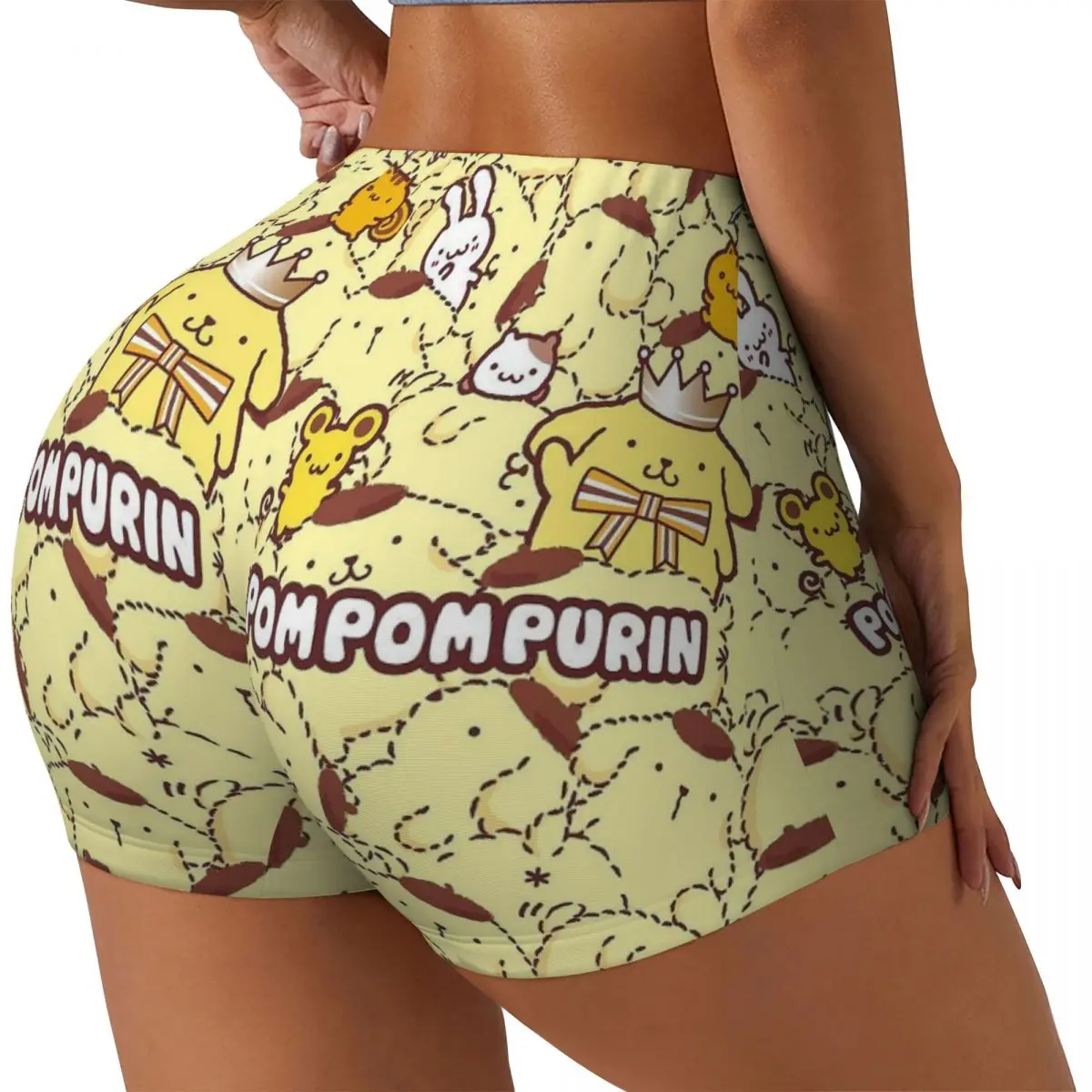 Custom Pom Pom Purin Cute Lovely Animes Biker Running Workout Shorts for Women Gym Athletic Yoga Shorts