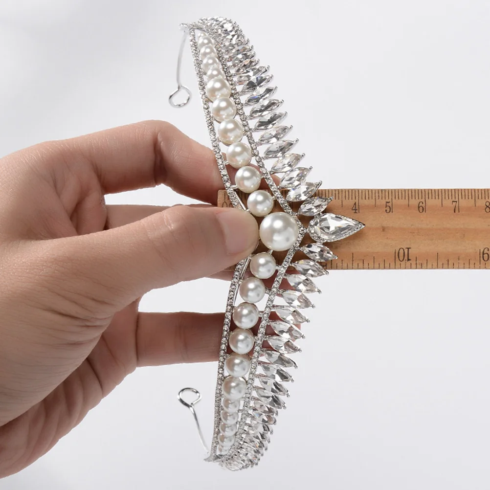 

1pc Pearl Crown Headpiece Elegant Bridal Tiara Lightweight Wedding Banquet Party Pearl Rhinestone Crown HairAccessory