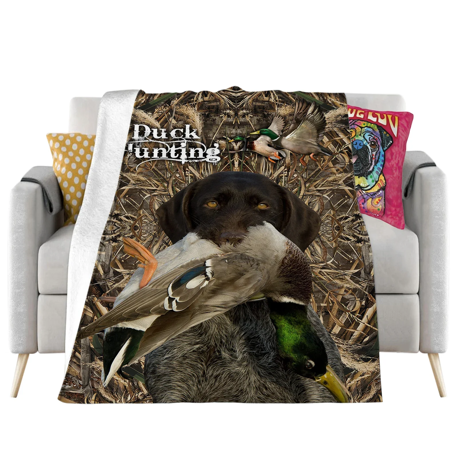 Duck Hunting Flannel Blankets Chesapeake Bay Retriever 3D Printed Throw Blanket Office Nap Travel Portable Quilts Dropshipping