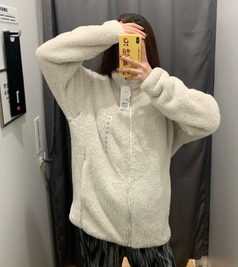 

Men's Long Sve Fce Lined Jaet Zipper Warm Outerwear Autumn Winter Couple Sle URHMBMK 49505 Loose Fit Color