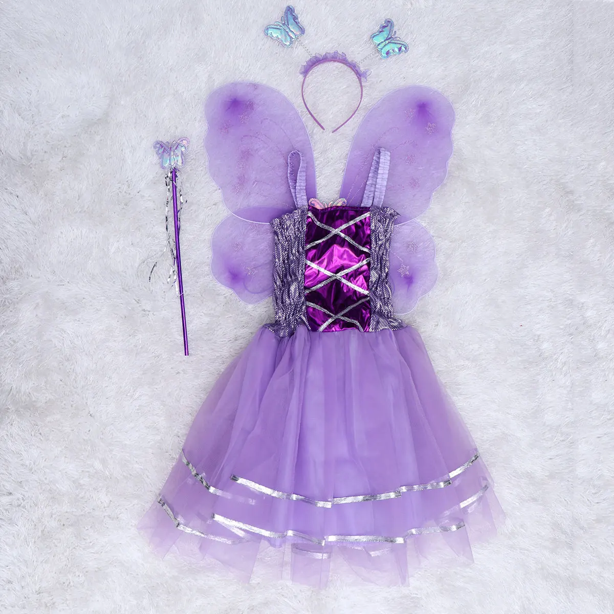 

4 Pcs Kids Sling Dress Fashion Performance Costume Toddler Cosplay Cloth Suit Child Wedding Party Photoshoot Stage Skirt Set