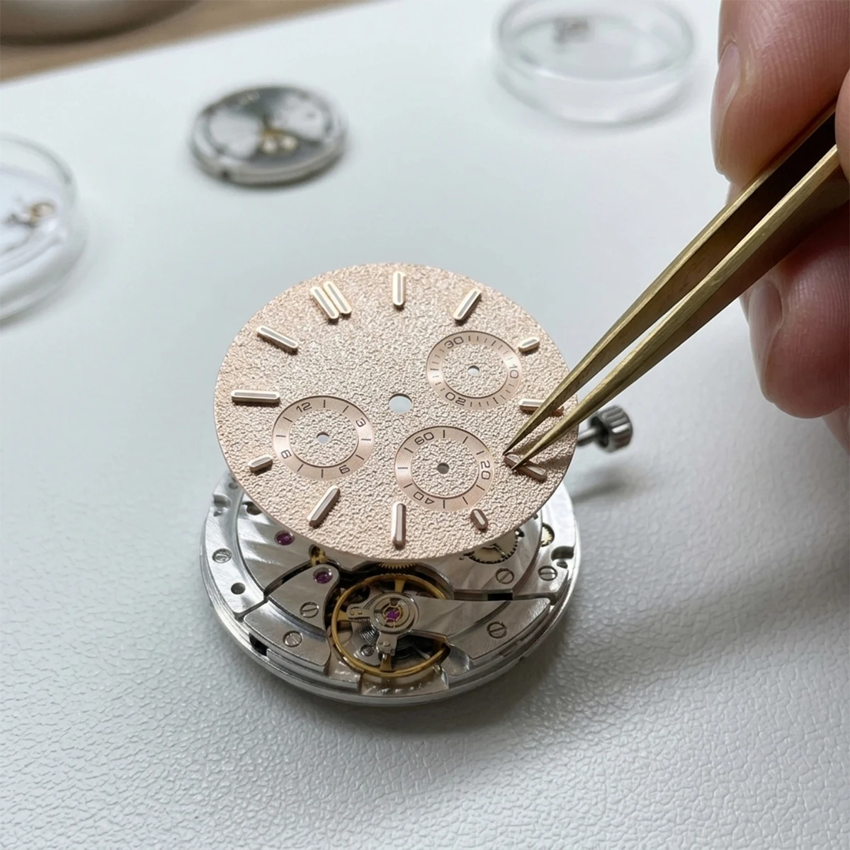 31mm No Logo VK63 Matte Sand Texture Watch Dial Suitable For AP Royal Oak Seiko VK63 Quartz Movement Green Lume Case Mod Parts