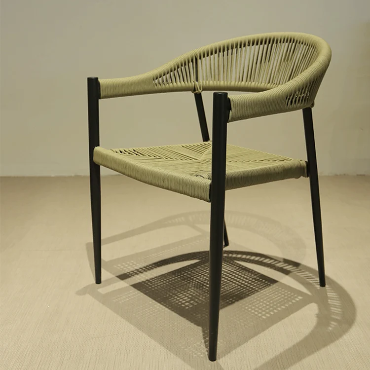 

Modern Outdoor Aluminum Frame Bistro Cafe Chair Factory Direct Stackable Balcony Rope Woven Garden Villa Park School Bedroom