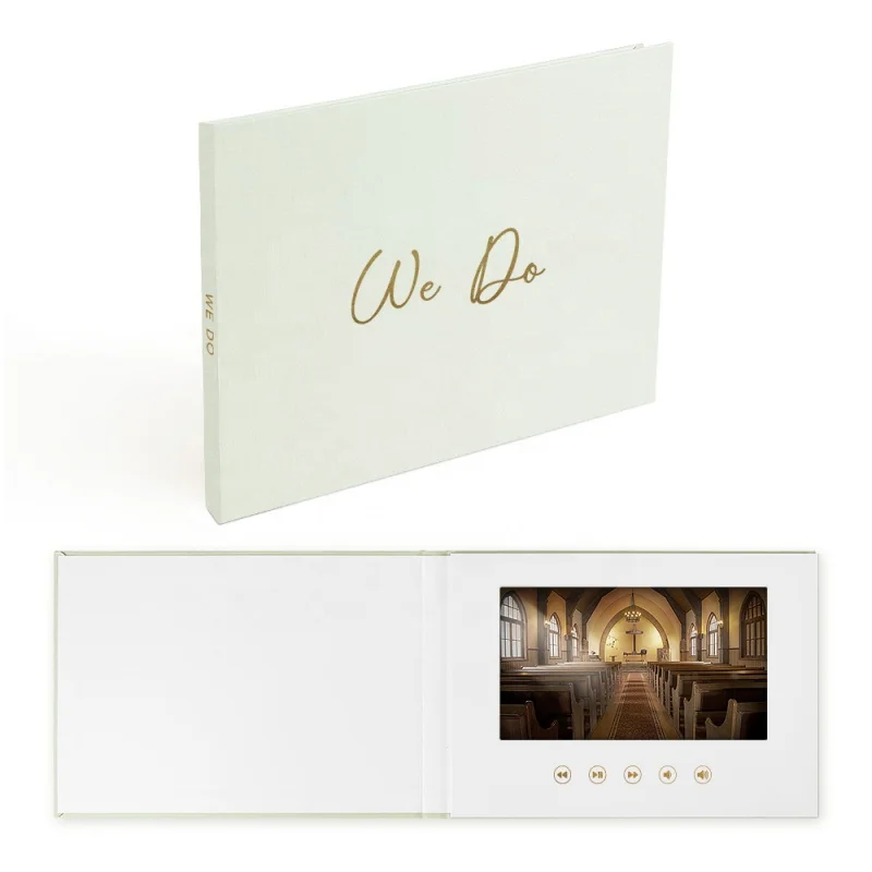 

custom 7 inch We Do Gold Foil Digital video Book our Wedding greeting Card ips Video gift book Line bound Video Albums